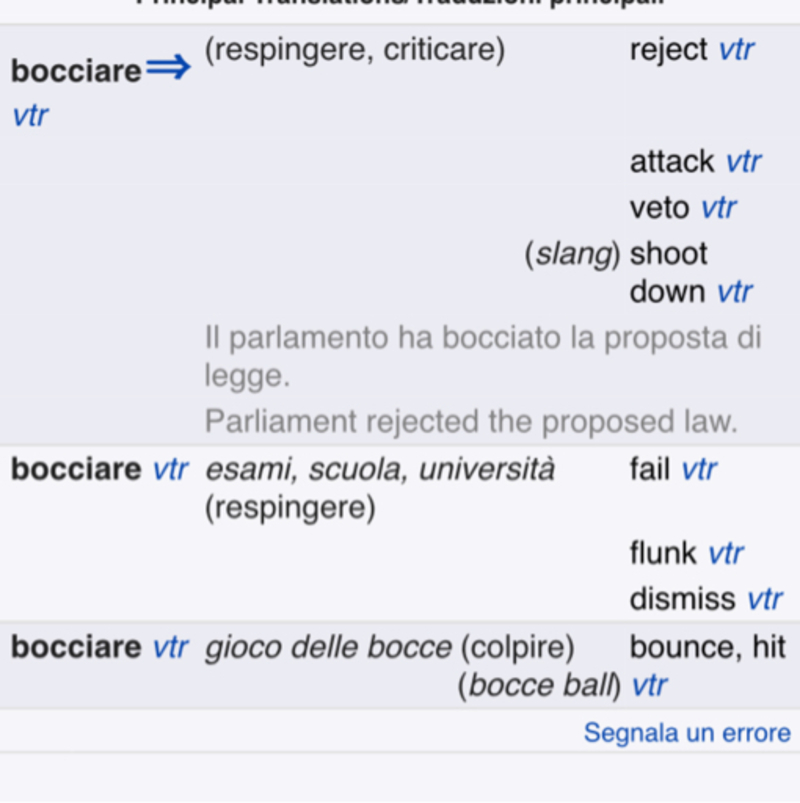 fallire和bocciare有什么区别如果难以说明的话请教我一下例句