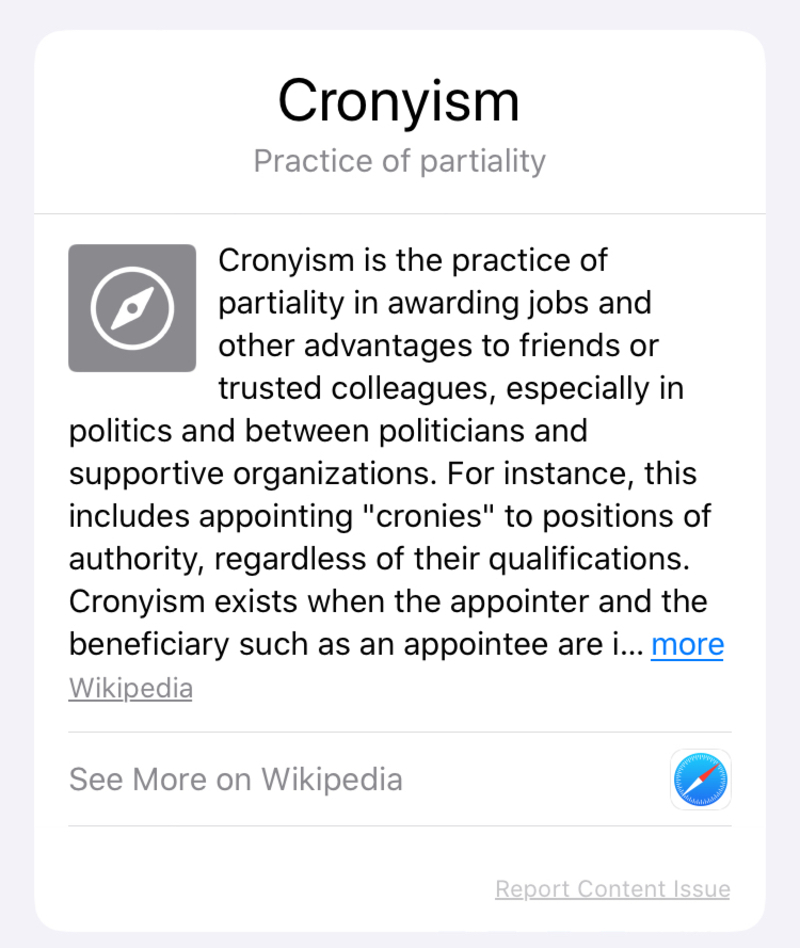 cronyism 是什么意思?