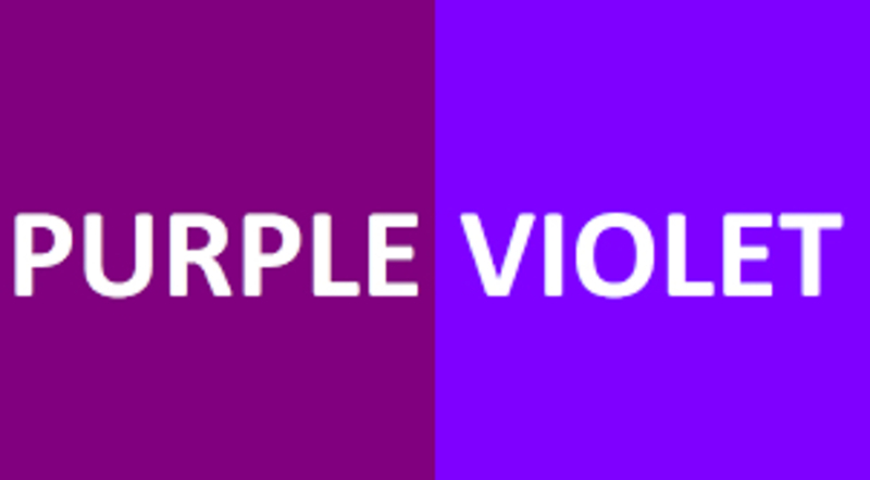 violet和purple 有什么区别?如果难以说明的话,请教我一下例句.