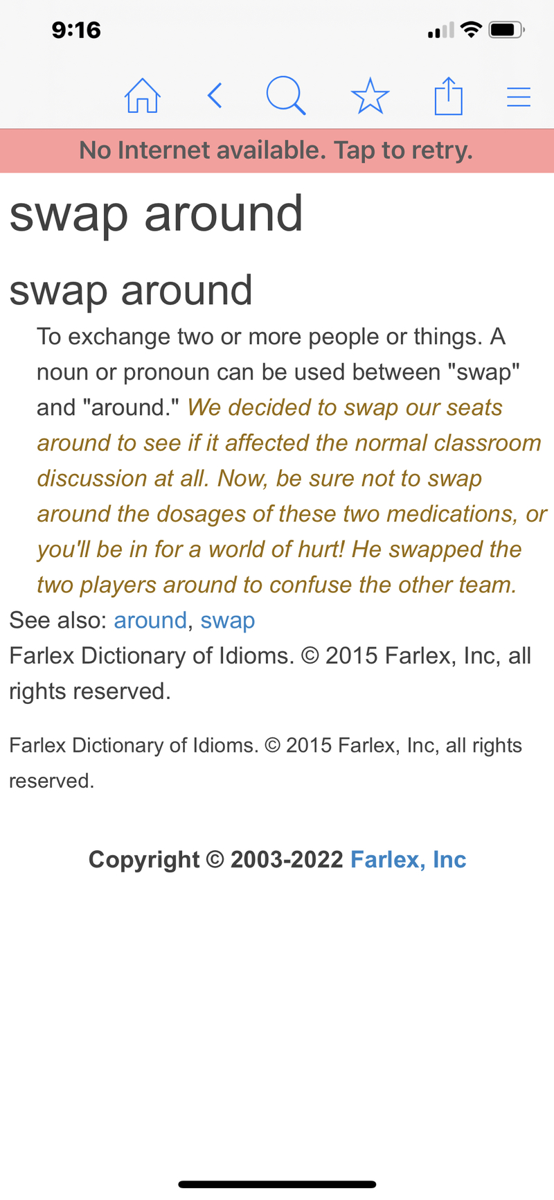 Please show me example sentences with "swap around". HiNative