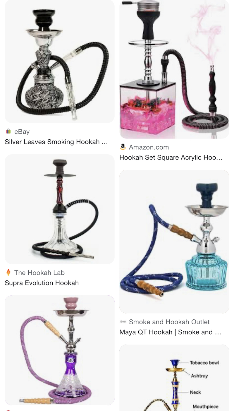Please show me example sentences with "hookah". HiNative