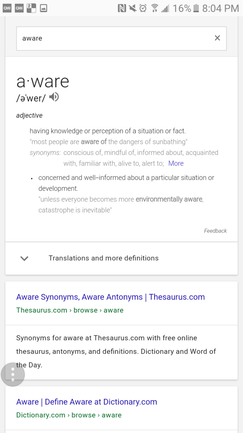 What Does Aware Mean Question About English Us Hinative