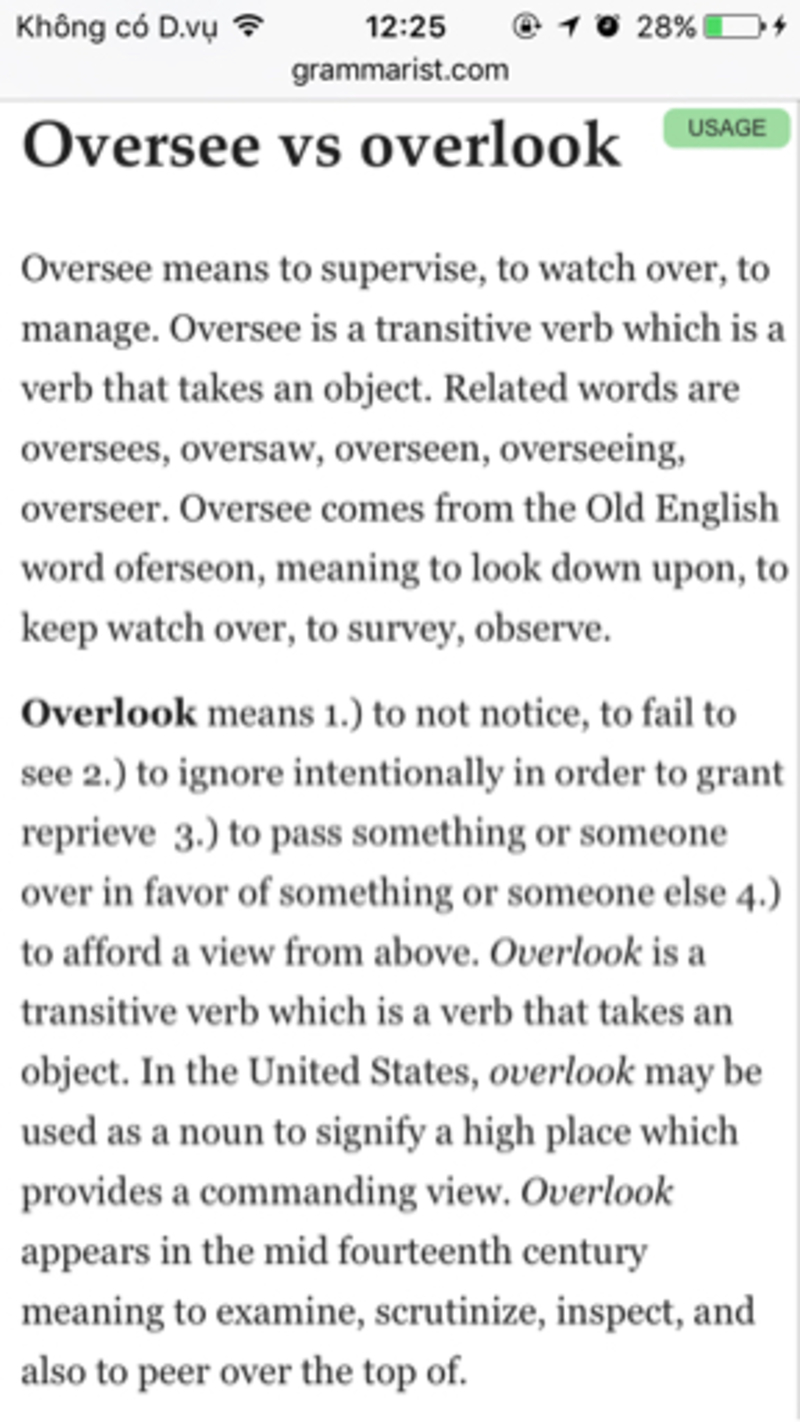 Oversee Meaning