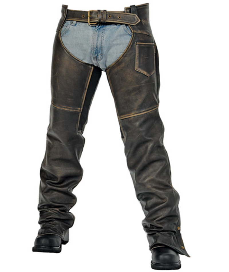 What does "the chaps" of "That wild man in the chaps" mean? Picture it