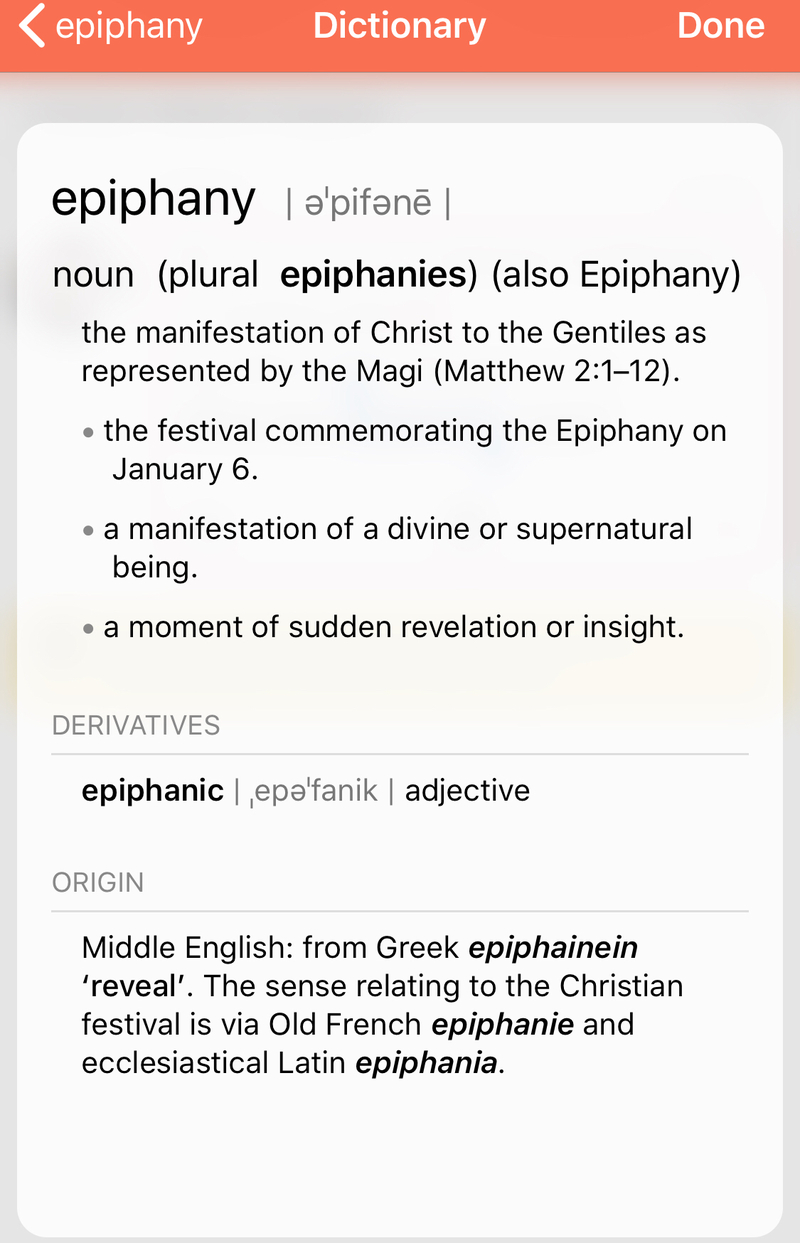 Epiphany はどういう意味ですか 英語 アメリカ に関する質問 Hinative Epiphany はどういう意味ですか 英語 アメリカ に関する質問 Hinative