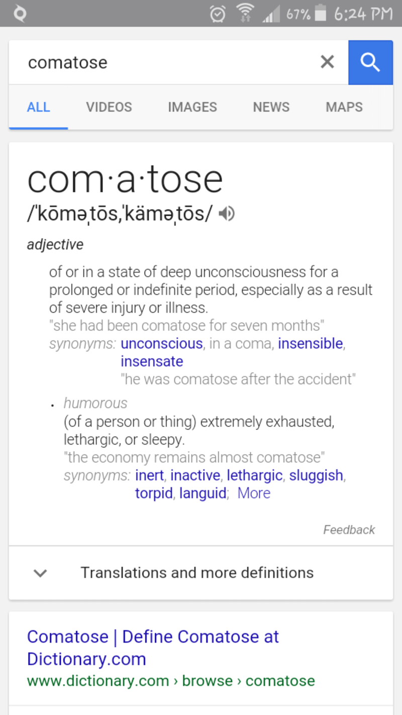 What Does Comatose Mean Question About English Us Hinative