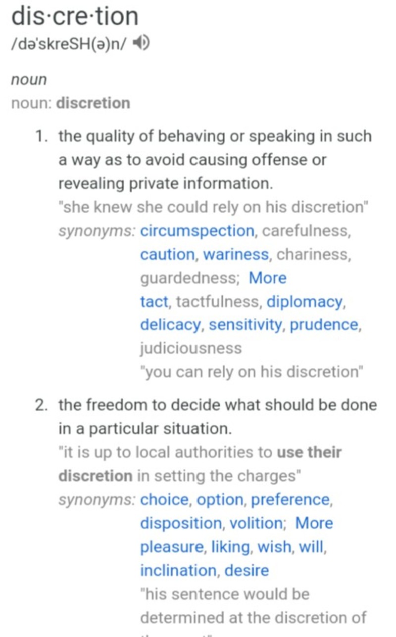 "discretion"은(는) 무슨 뜻인가요? 영어(미국) 질문 HiNative