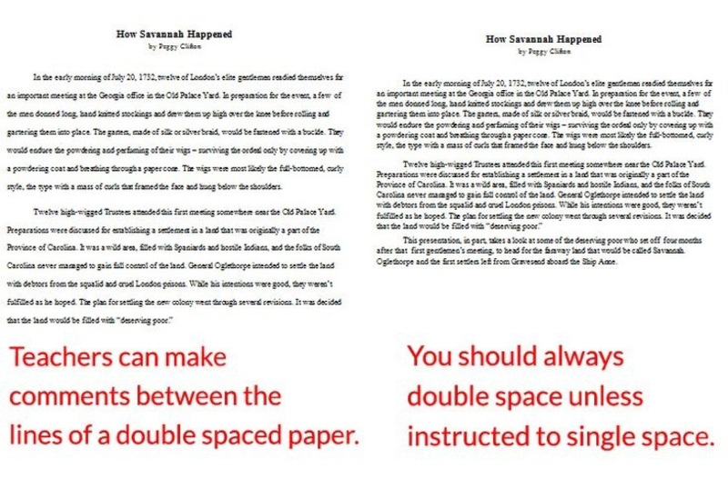 double spacing essays