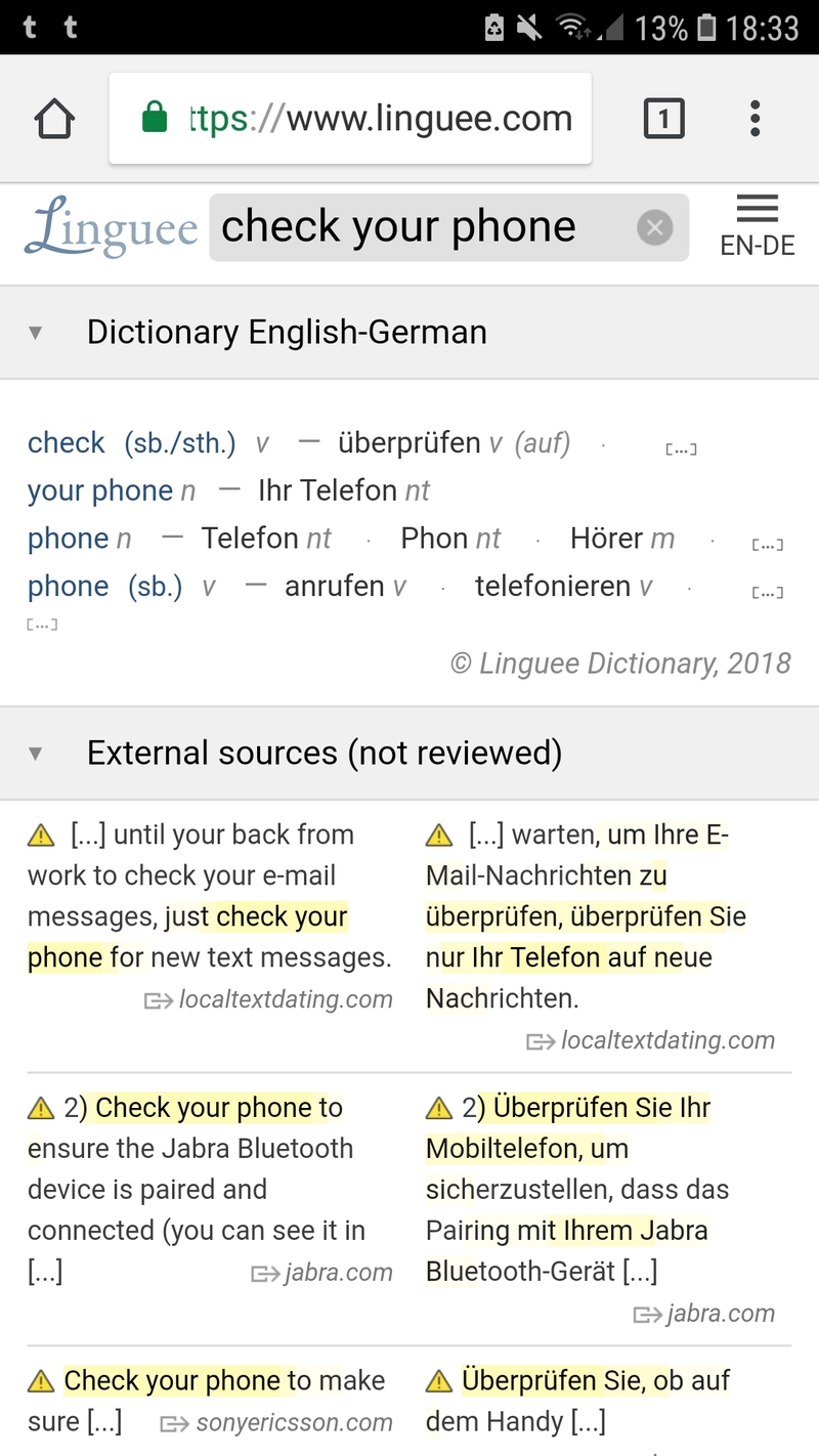 How do you say "I to check my phone" in German? HiNative