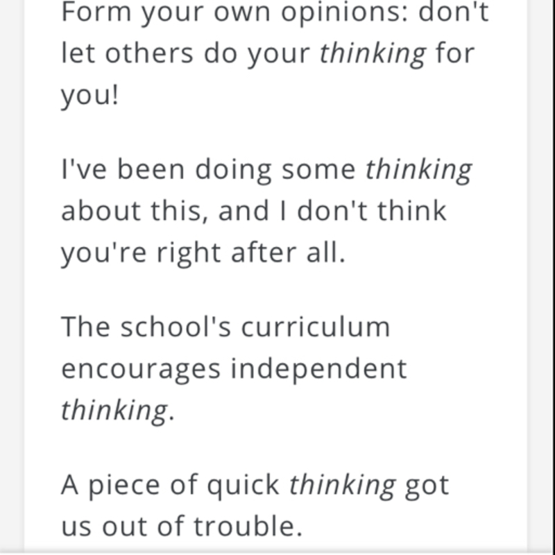 🆚What is the difference between "thinking (noun)" and "thought (noun
