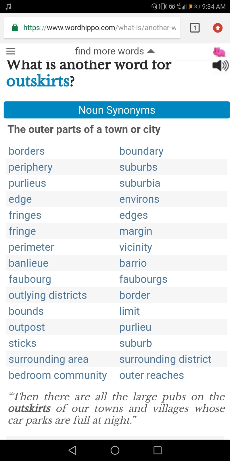Please show me example sentences with "On the skirts of ". HiNative