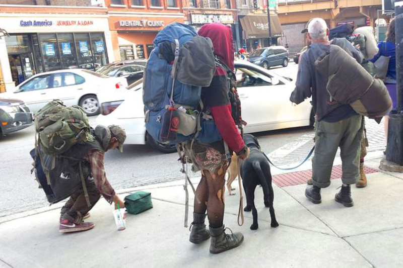 "You look like a gutter punk downtown." What does "gutter punk downtown