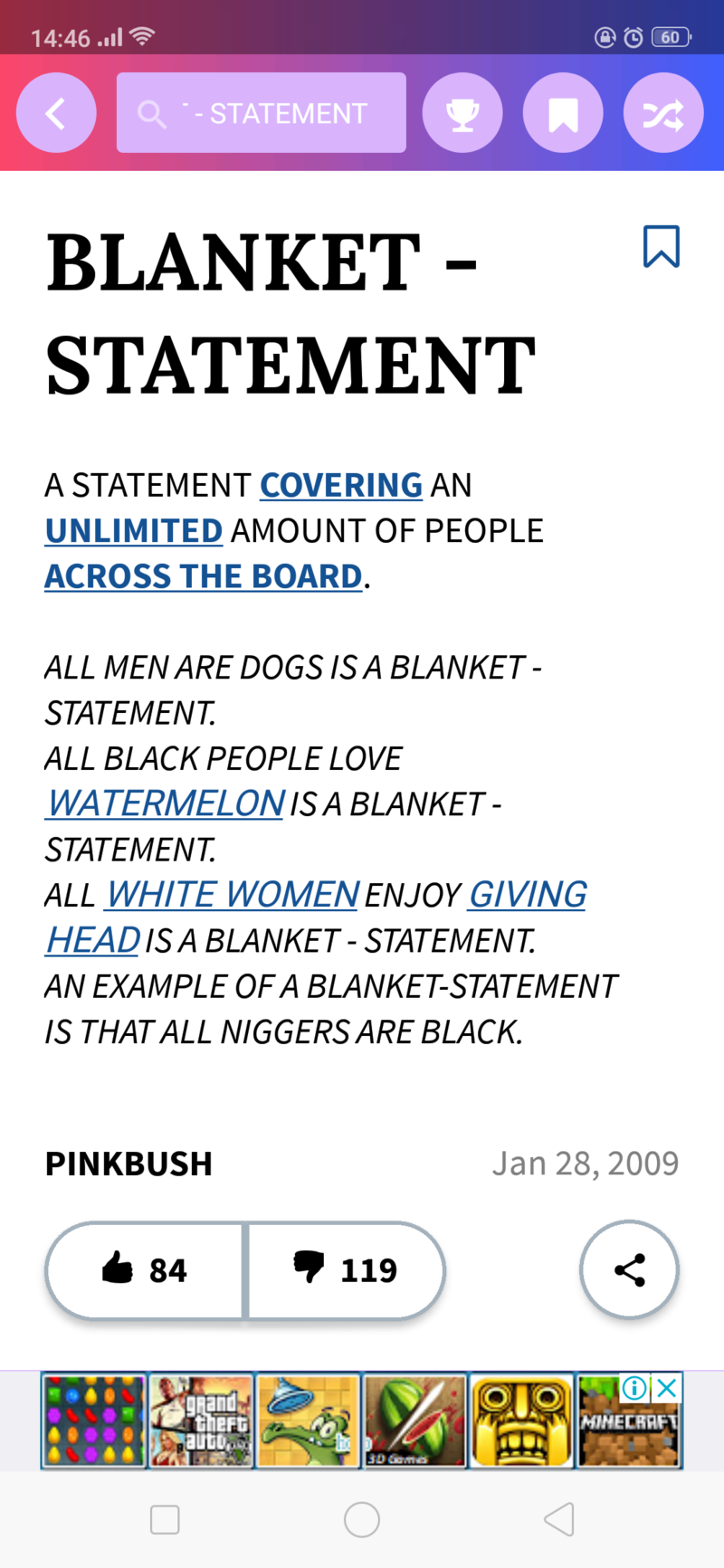 What Is The Meaning Of Blanket Statement Question About English Us Hinative