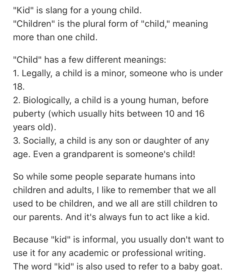 🆚What is the difference between "kids" and "children " ? "kids" vs