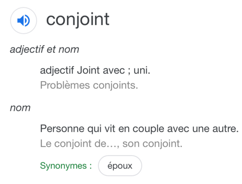 Conjoint E とはどういう意味ですか フランス語 フランス に関する質問 Hinative