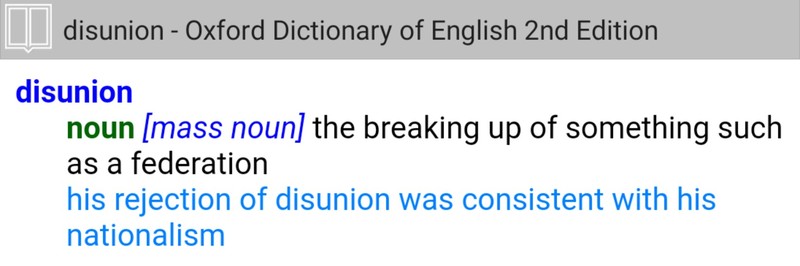 His Rejection Of Disunion Was Consistent With His Nationalism とはどういう意味ですか 英語 アメリカ に関する質問 Hinative