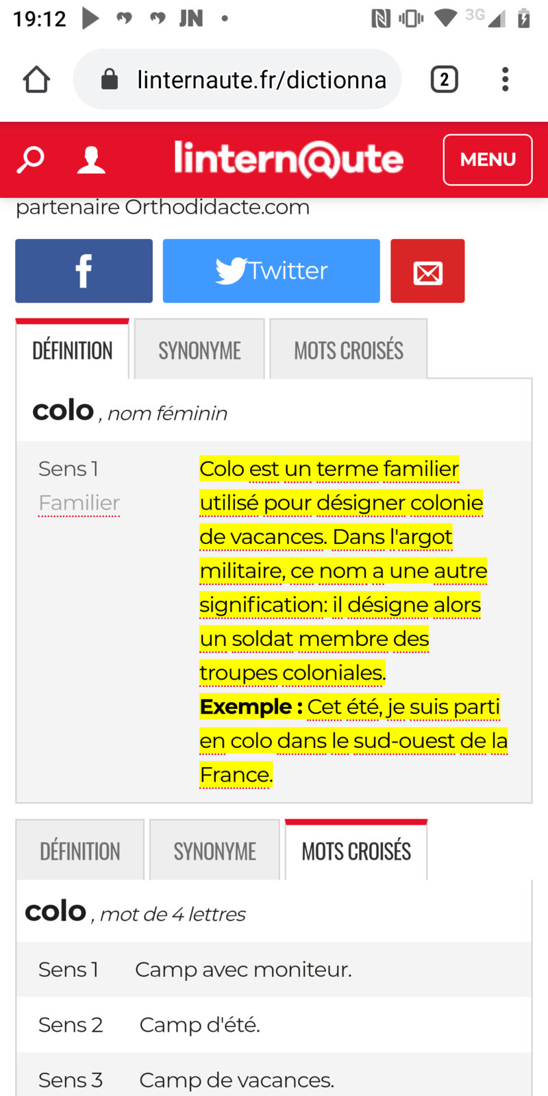 what is the meaning of colos question about french france hinative