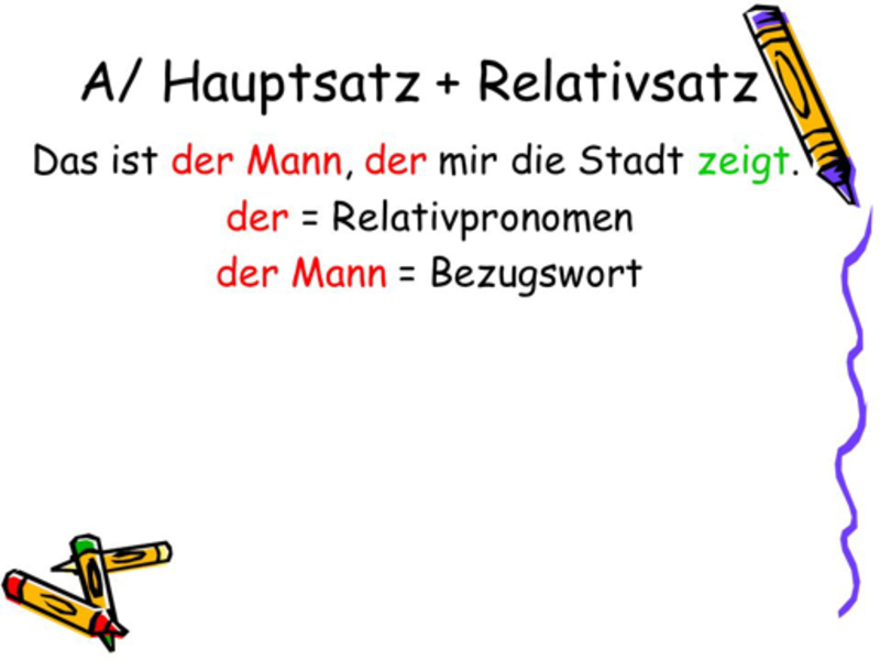 What is the meaning of "Relativsätze Der Sturm hatte Winstärke 11