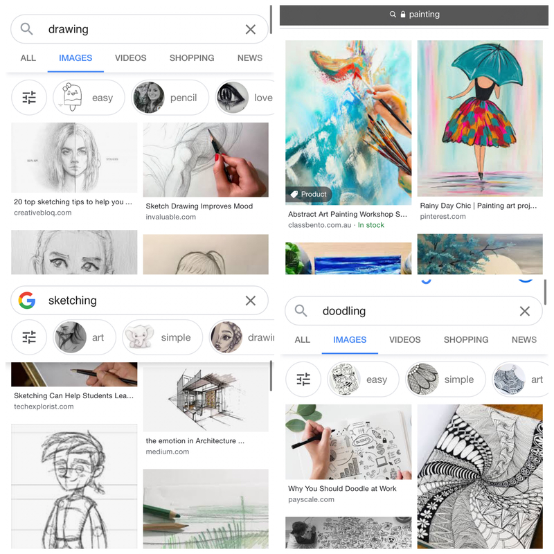 🆚What is the difference between "drawing" and "painting " and "doodling