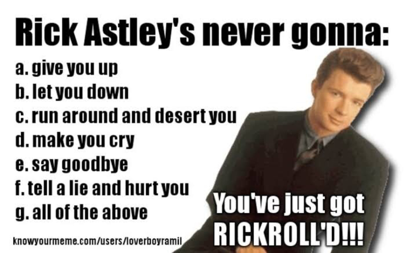 what does"rickroll mean hinative